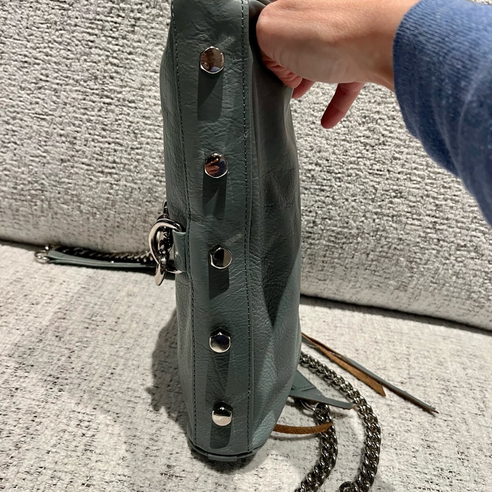 REBECCA MINKOFF MAC large bag teal blue crossbody purse EUC removable strap - Picture 14 of 16